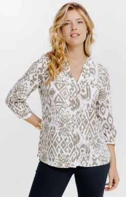 Blouse imprimée avec détails galon -