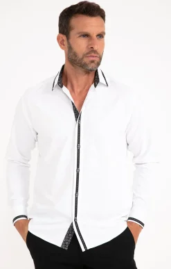 Chemise en satin uni manches longues -