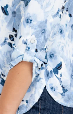 Chemise imprimé fleuri boutons nacrés -