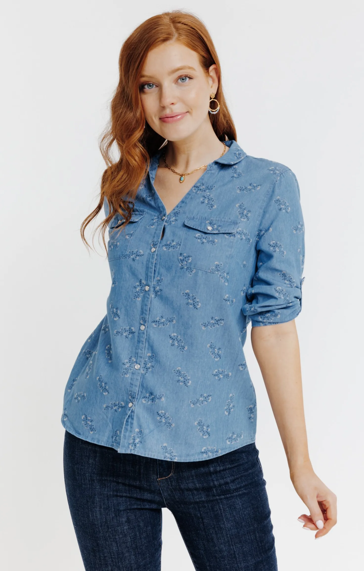 chemise imprimée coton-lyocell -