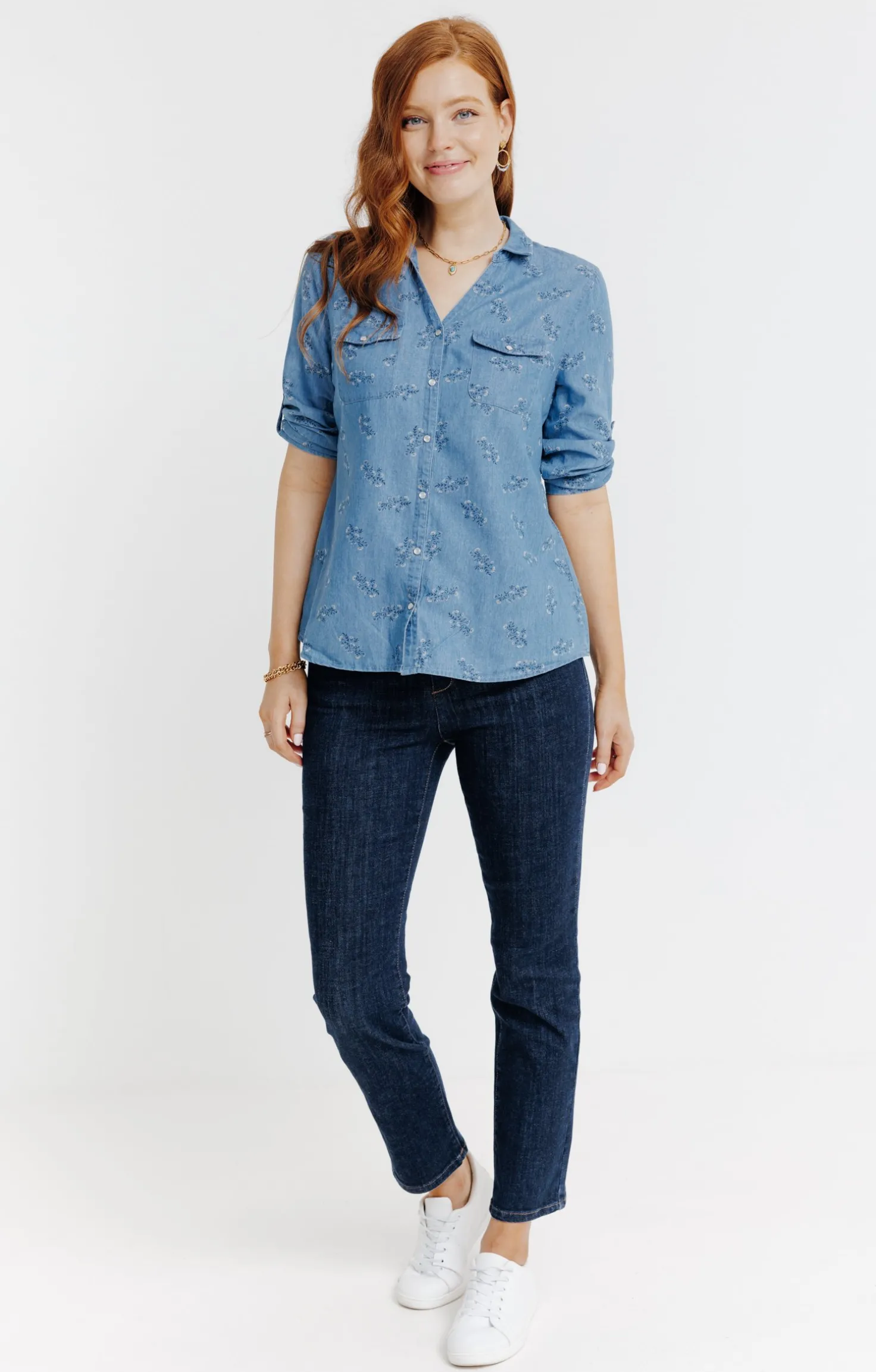 chemise imprimée coton-lyocell -