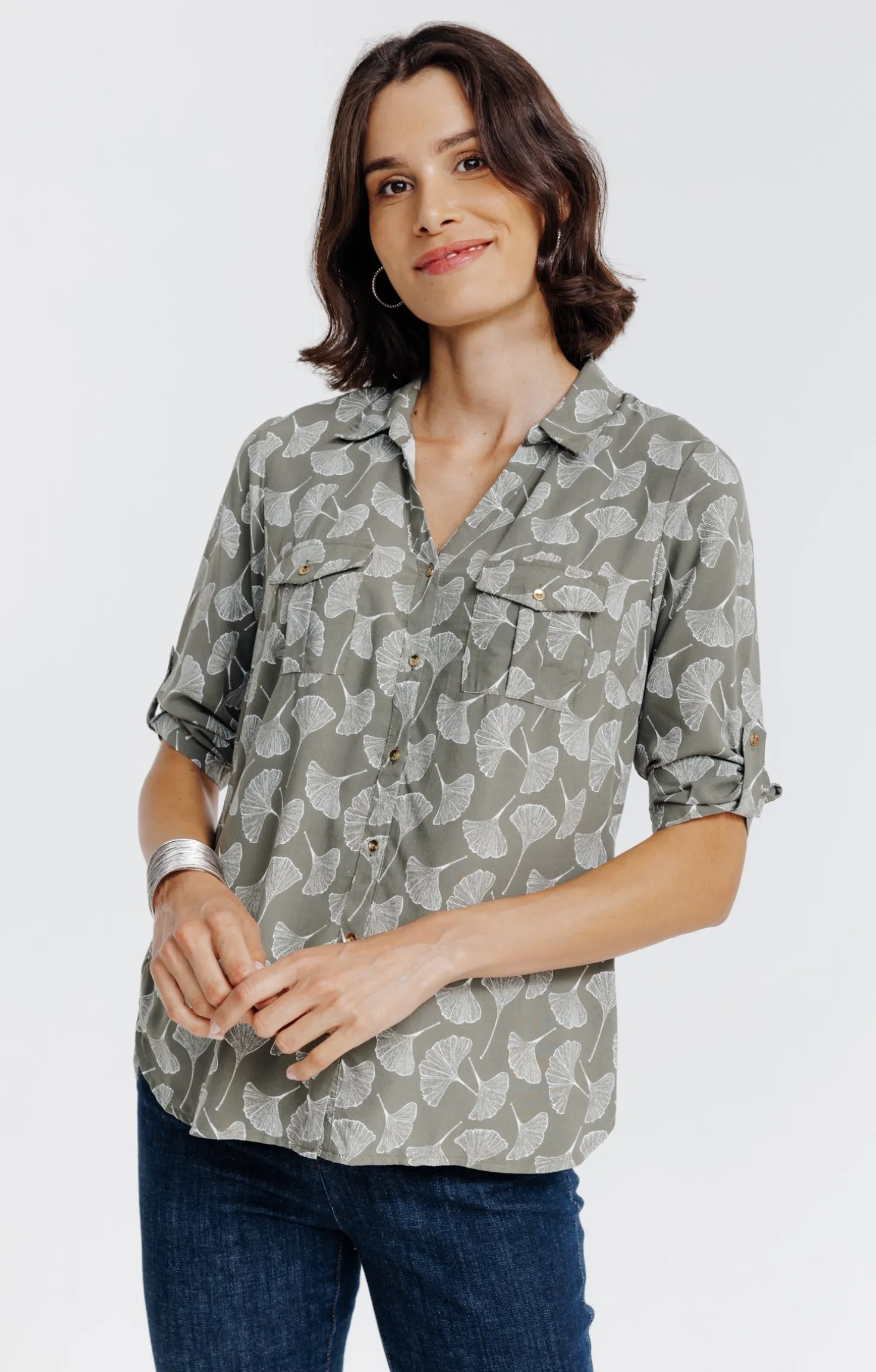 Chemise imprimée feuillage -