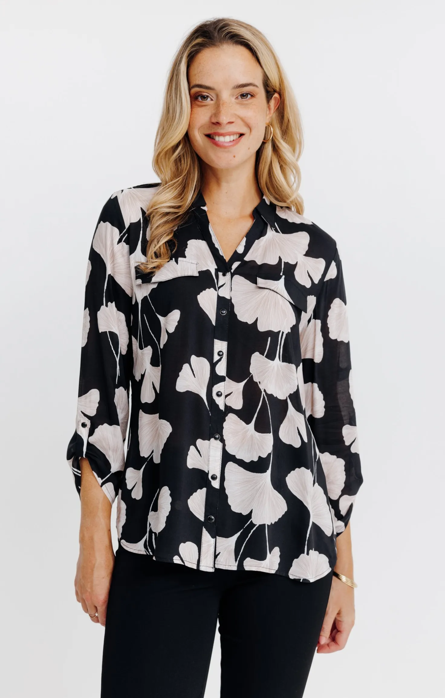 Chemise imprimée feuillage -