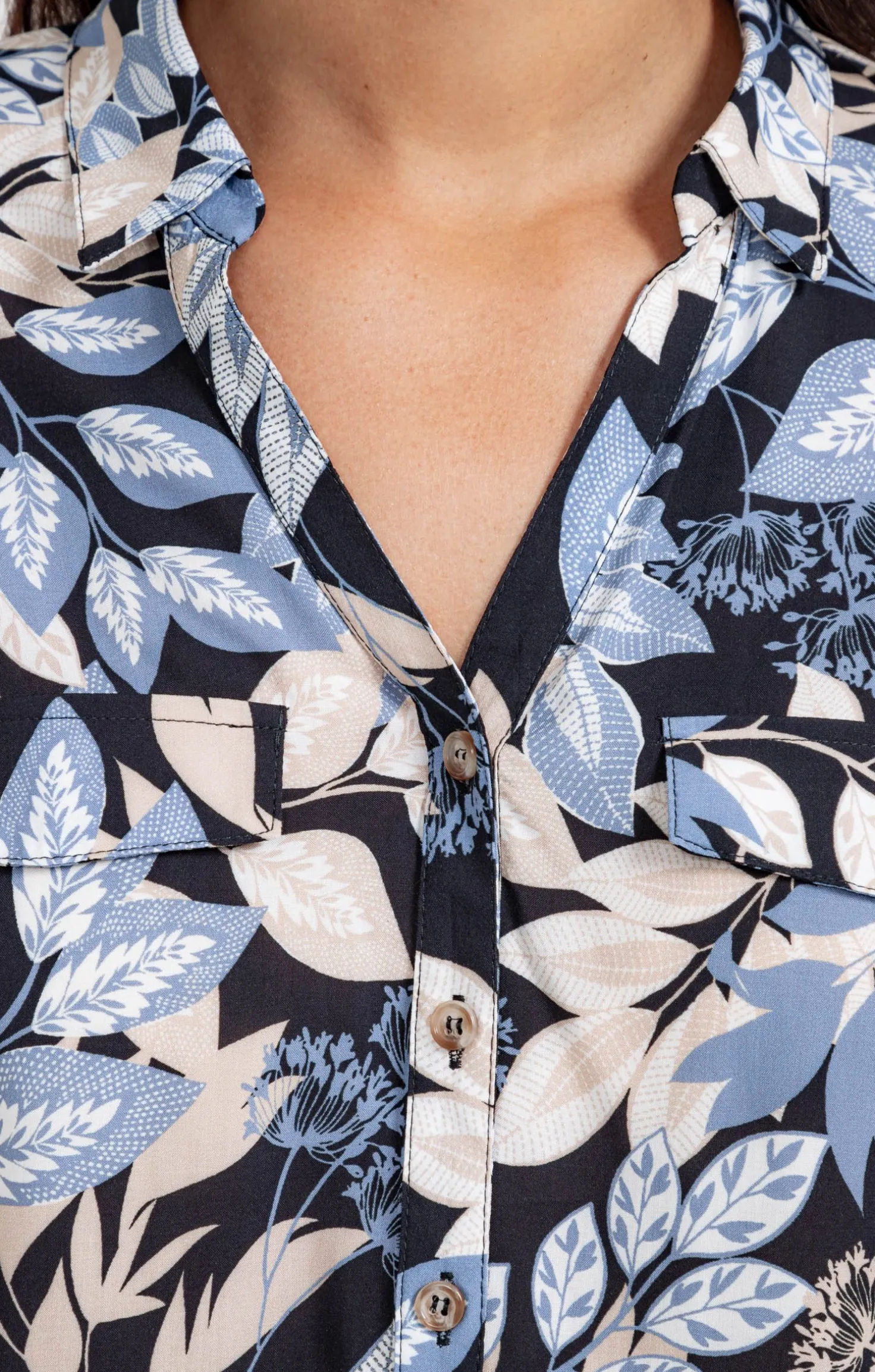 CHEMISE IMPRIME NATUREL AVEC POCHE -