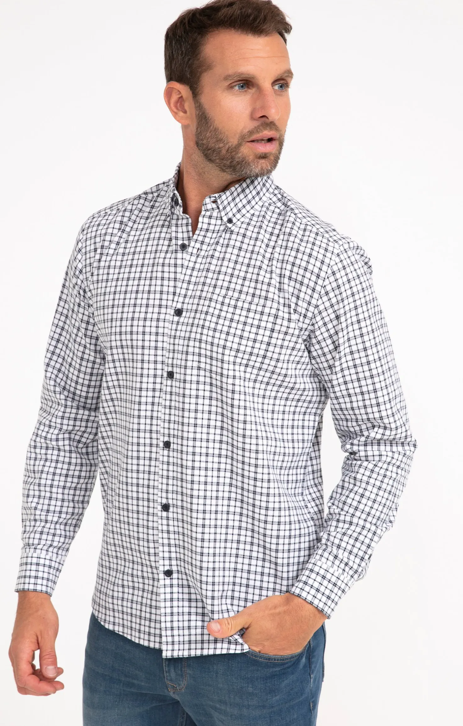 Chemise manches longues à carreaux DOBBY -