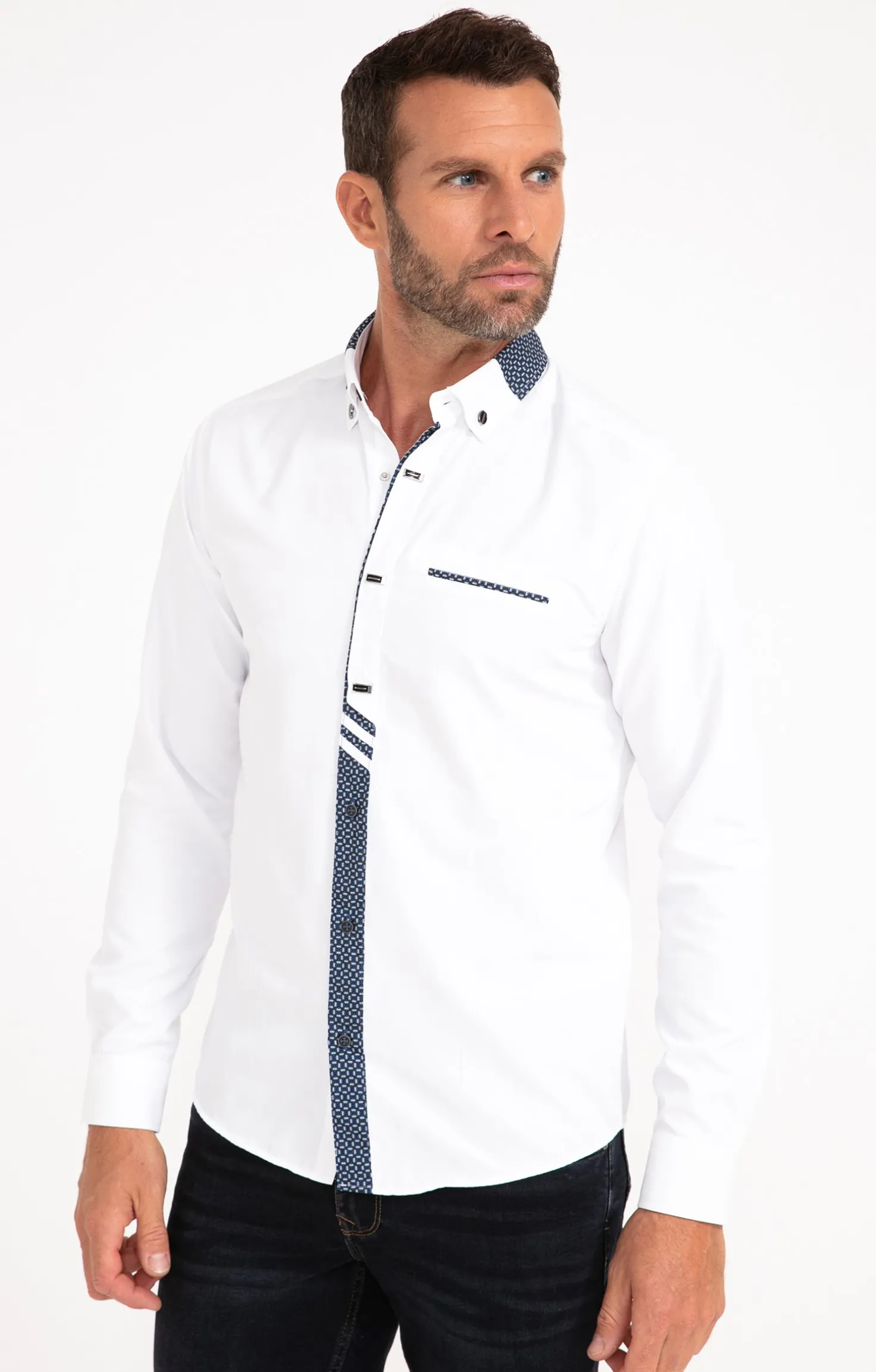 Chemise manches longues détails imprimés -