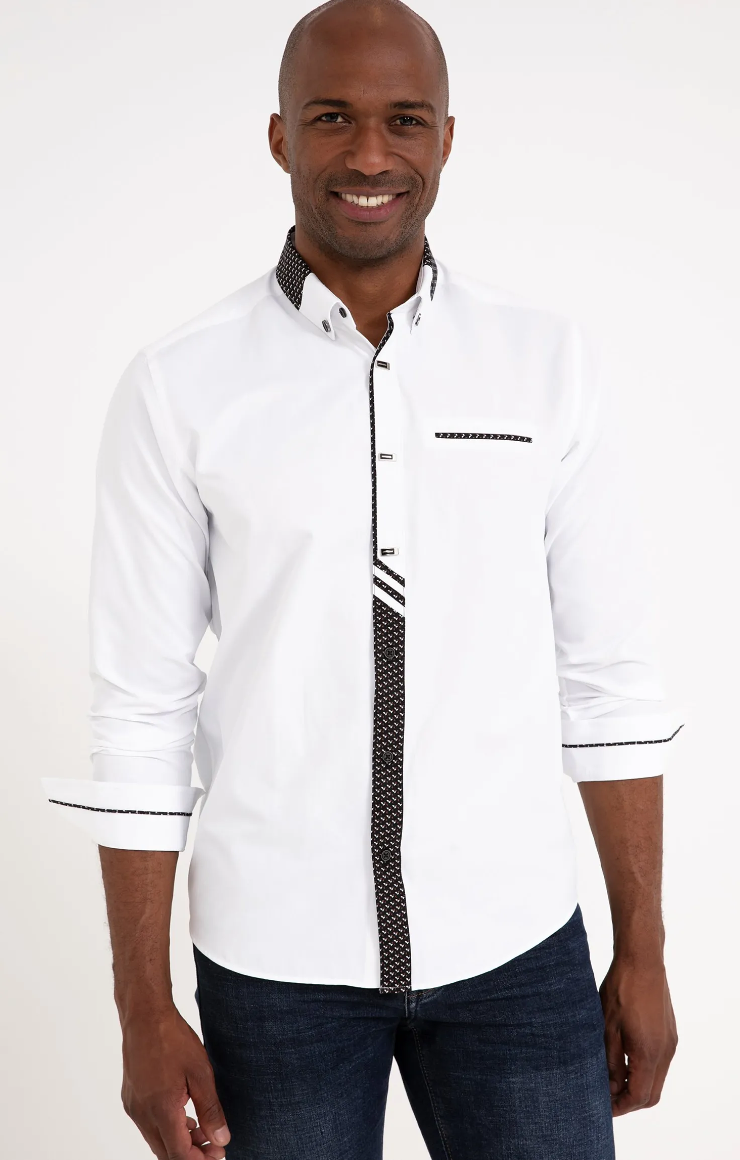 Chemise manches longues détails imprimés -