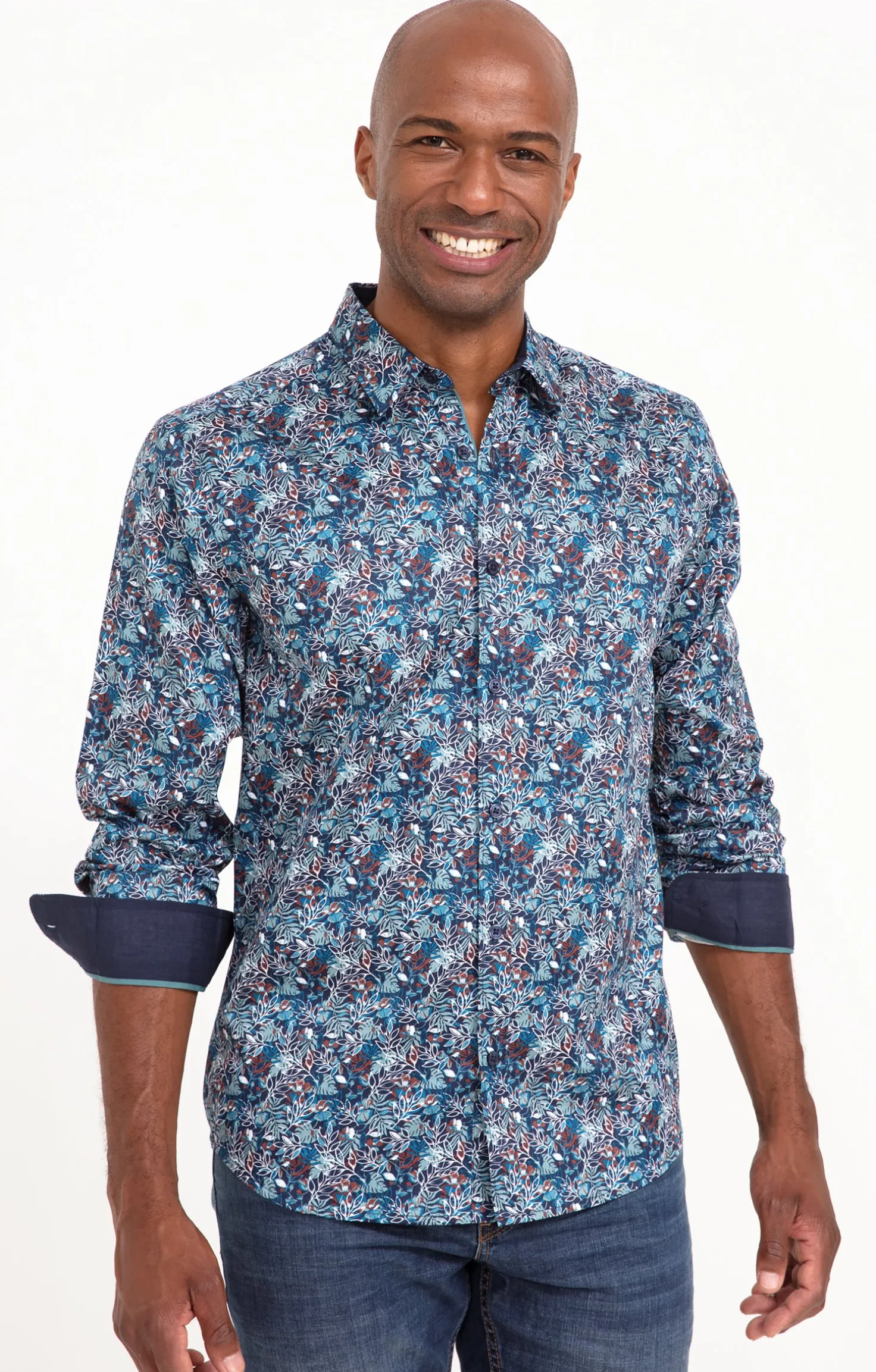 Chemise manches longues PETROLE NAVY -