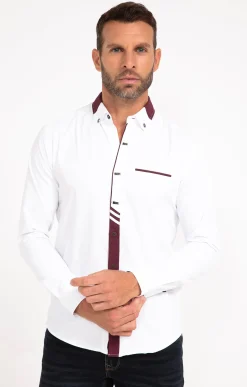 Chemise manches longues uni grenat -