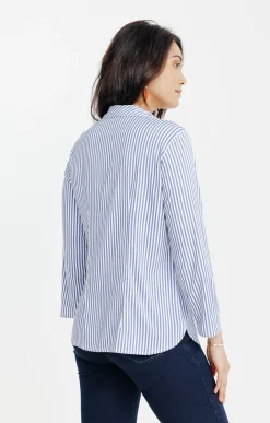 Chemise rayée avec boutons nacrés -