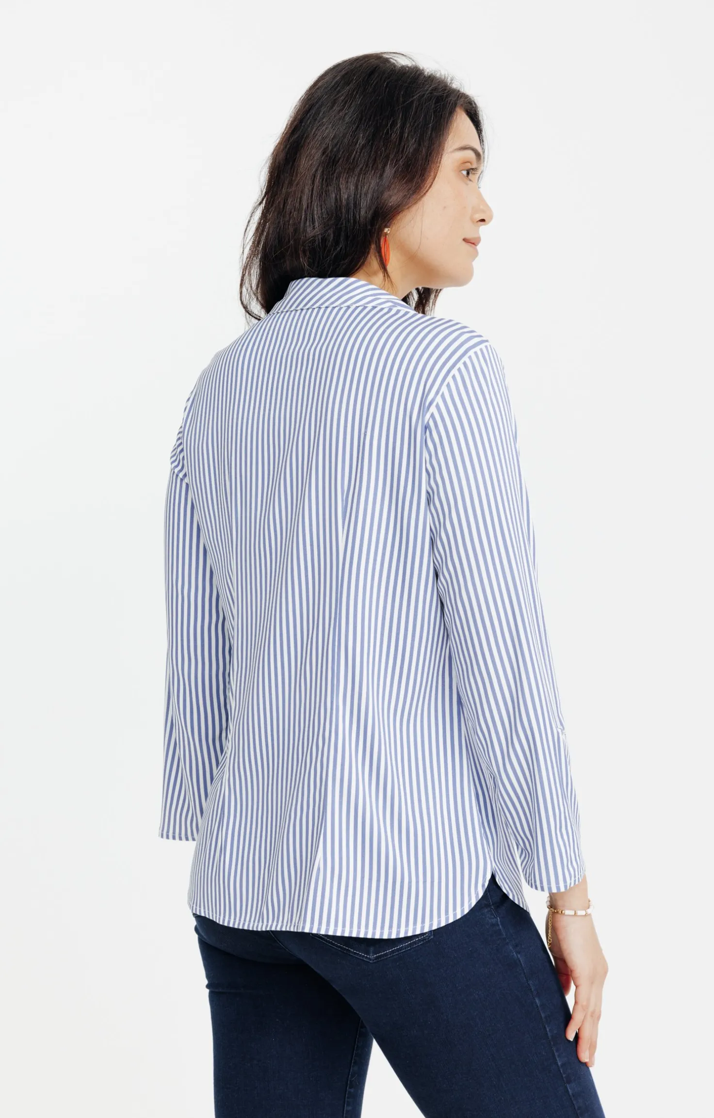 Chemise rayée avec boutons nacrés -