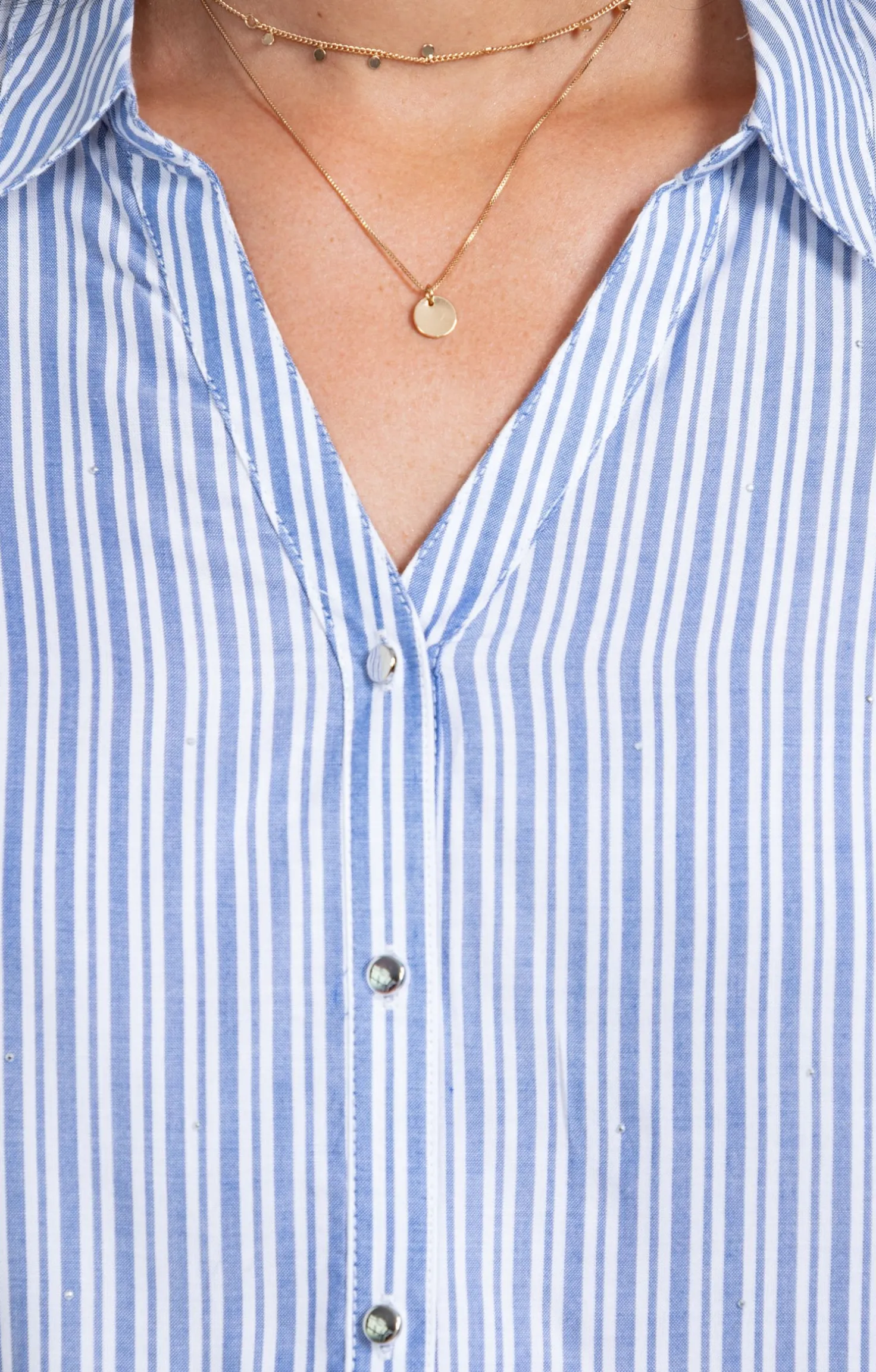 chemise rayée avec details de strass -