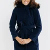 LONG MANTEAU CEINTURE CAPUCHE FOURRURE -