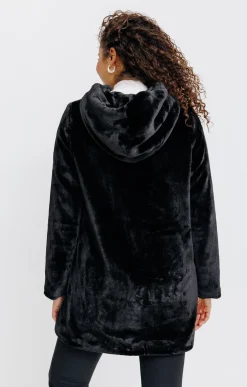 Manteau fausse fourrure à capuche -