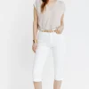 Pantacourt coton et viscose ceinture -