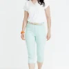 Pantacourt coton et viscose ceinture -