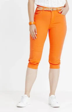 Pantacourt coton et viscose ceinture -