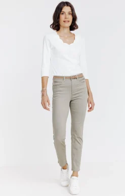 Pantalon 7/8 avec ceinture similicuir -