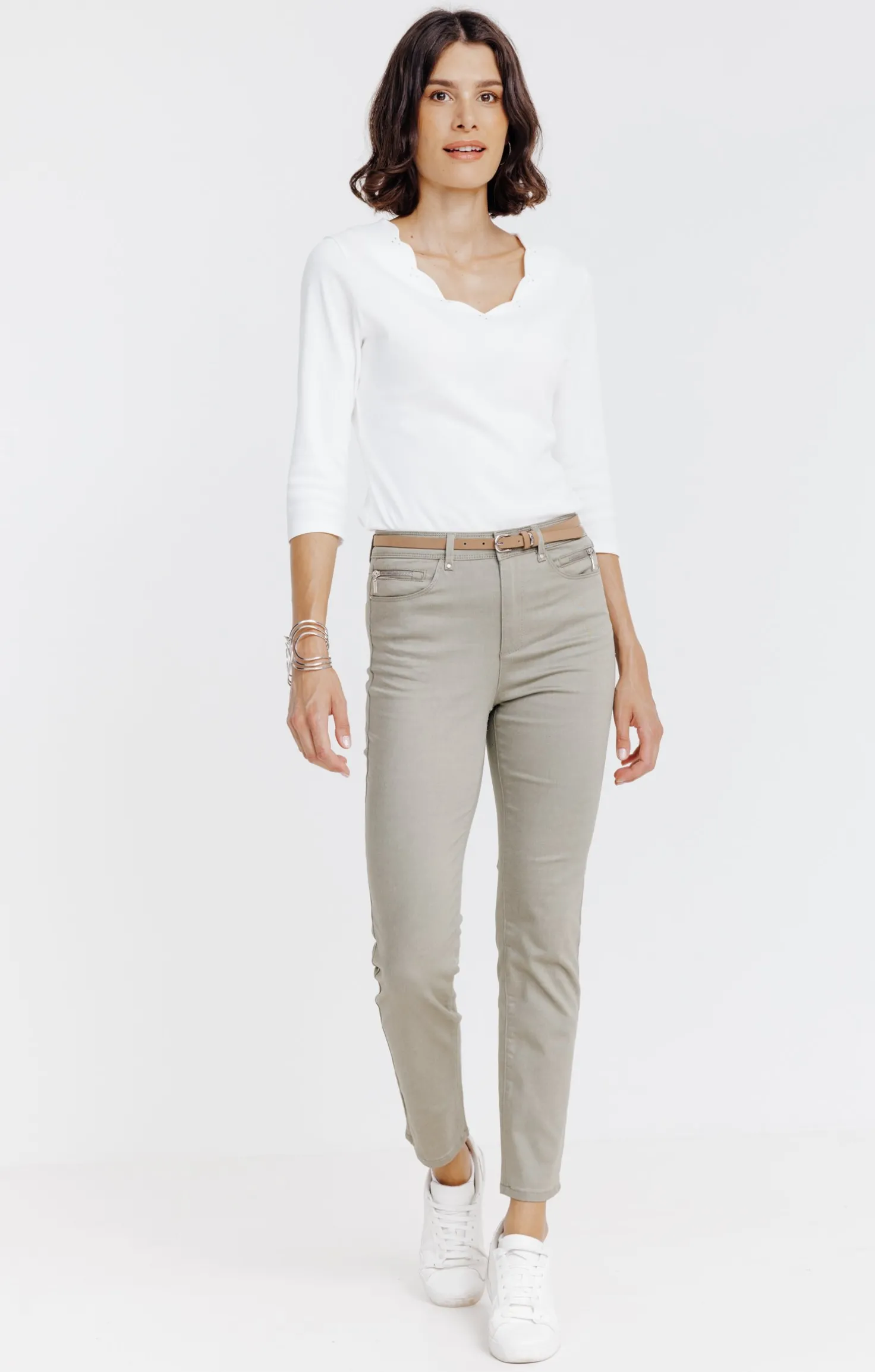 Pantalon 7/8 avec ceinture similicuir -