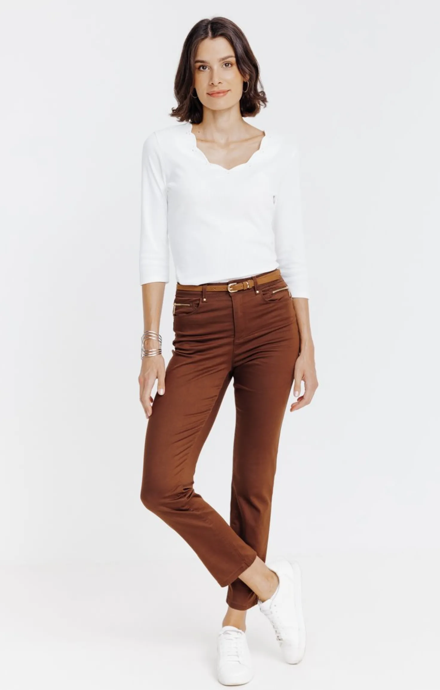 Pantalon 7/8 avec ceinture similicuir -
