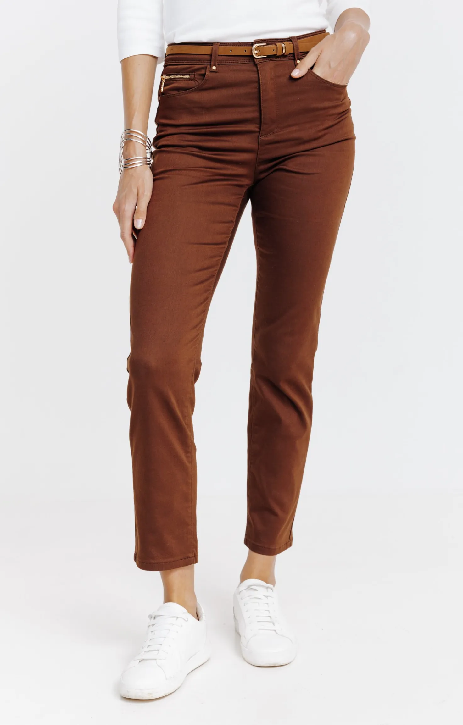 Pantalon 7/8 avec ceinture similicuir -