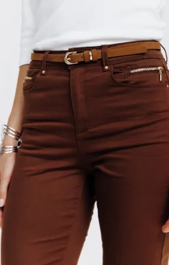 Pantalon 7/8 avec ceinture similicuir -