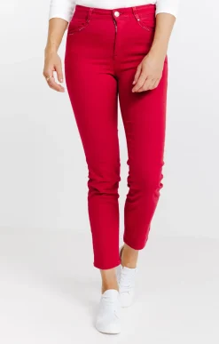 Pantalon 7/8 brodé en coton viscose -