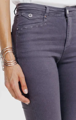 Pantalon 7/8 brodé en coton viscose -
