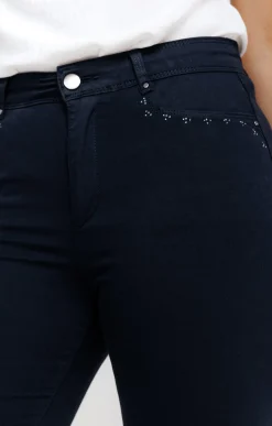 Pantalon 7/8 brodé en coton viscose -
