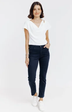 Pantalon 7/8 coton détail clous poches -