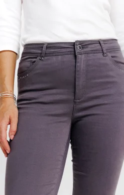 Pantalon 7/8 coton détail clous poches -