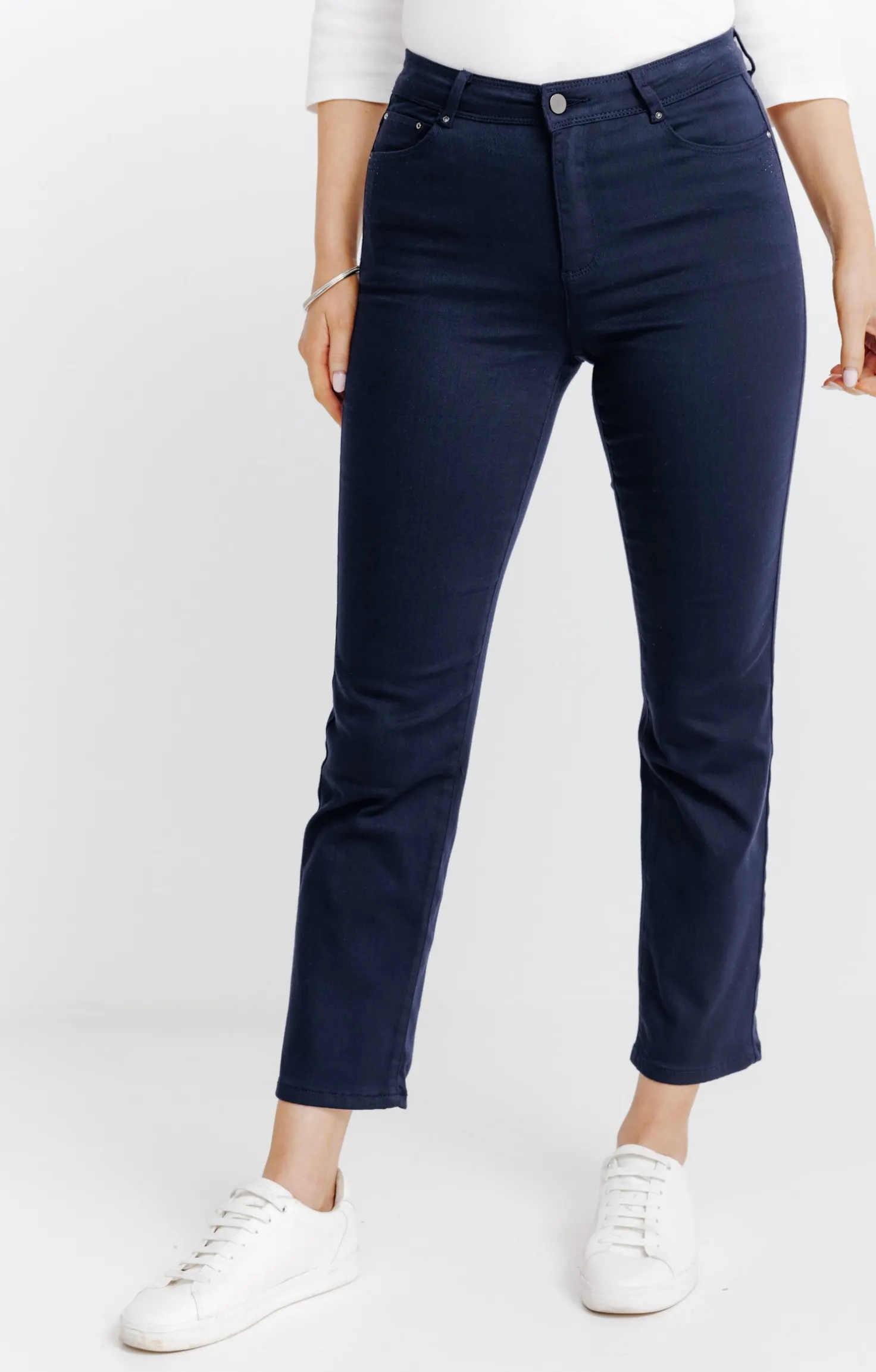 Pantalon 7/8 coton modal détail strass -