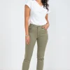 Pantalon 7/8 coton stretch détail bijou -