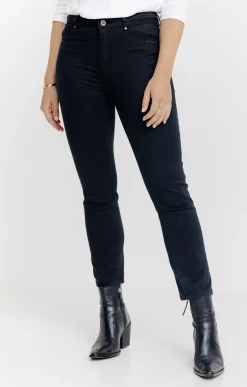 Pantalon 7/8 coton stretch détail bijou -