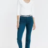 Pantalon 7/8 coton viscose avec ceinture -