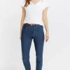 Pantalon 7/8 denim brut détail clou -