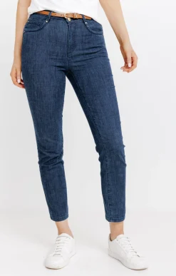 Pantalon 7/8 denim brut détail clou -