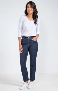 Pantalon 7/8 denim brut zippé -