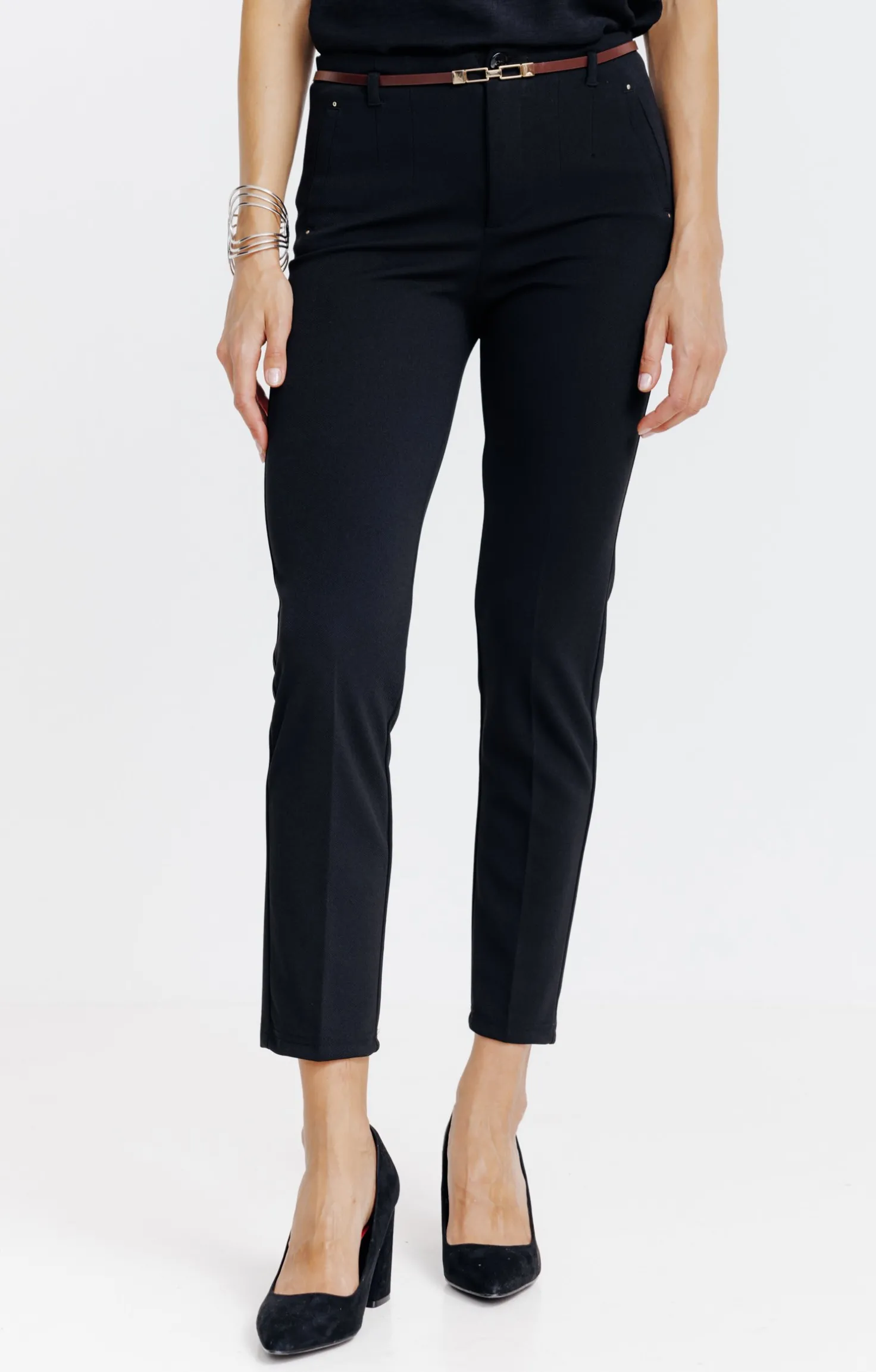 Pantalon 7/8 ville avec ceinture -