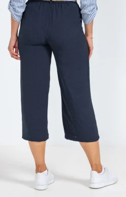 Pantalon large fluide ceinture rafia -