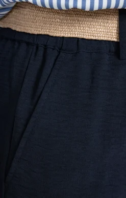 Pantalon large fluide ceinture rafia -