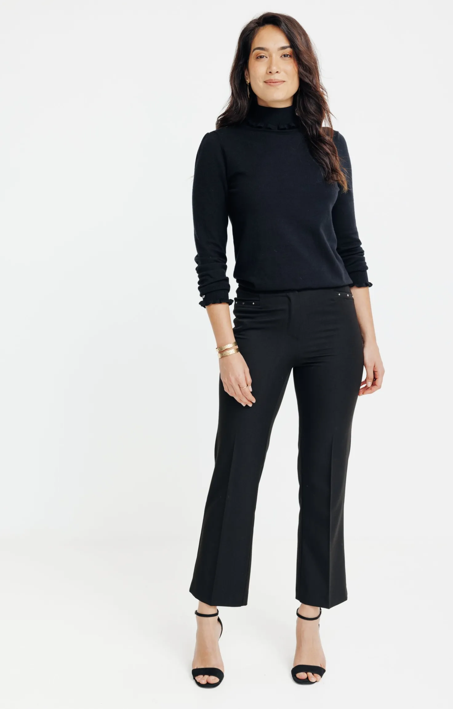Pantalon ville large détail clous -
