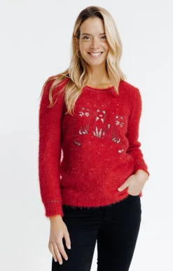 Pull broderie chat -