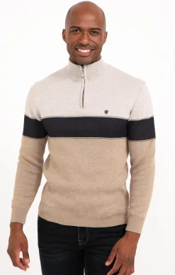 Pull col monant rayé -