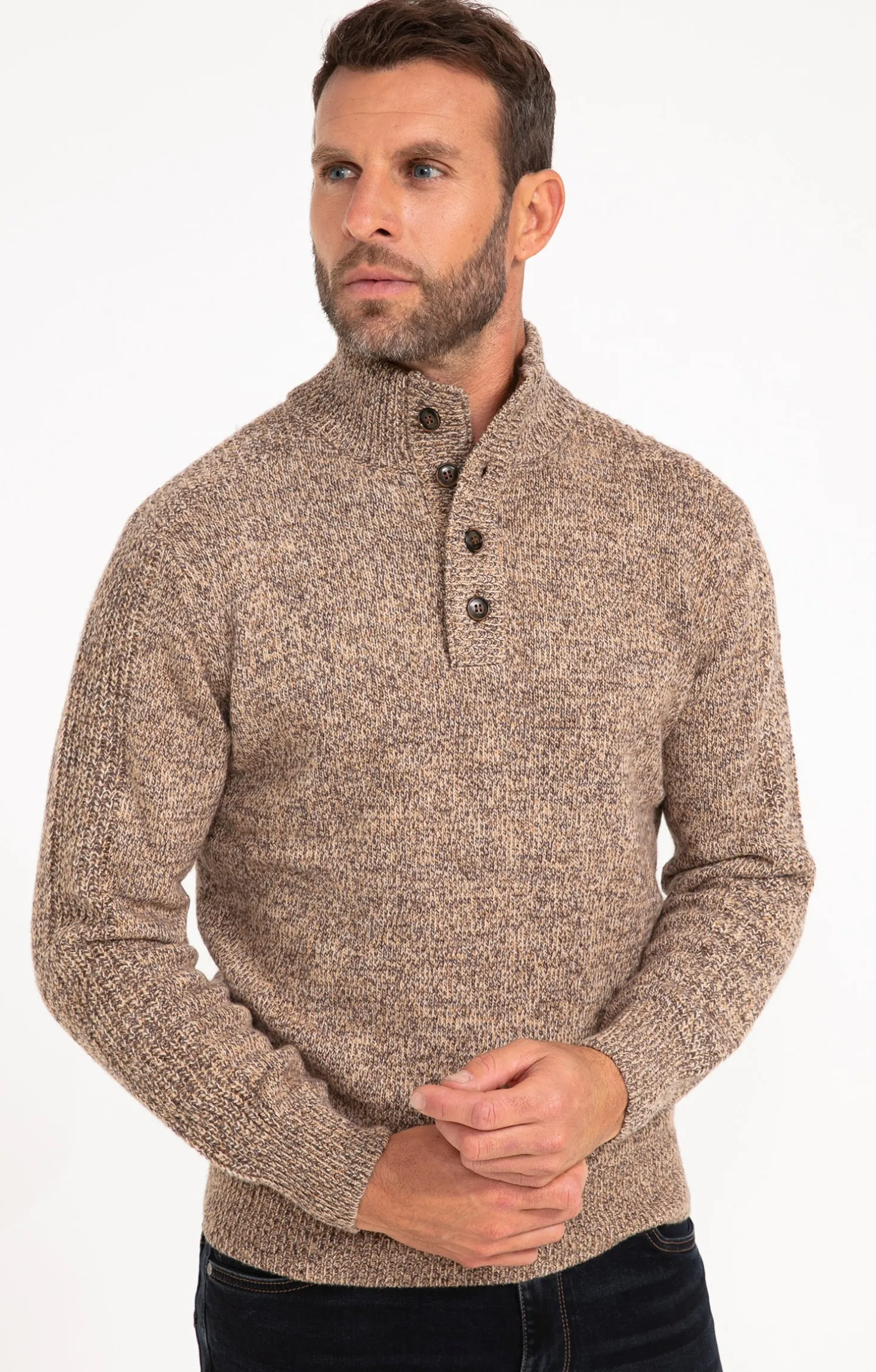 Pull col montant boutonné -