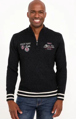Pull col montant brodé -