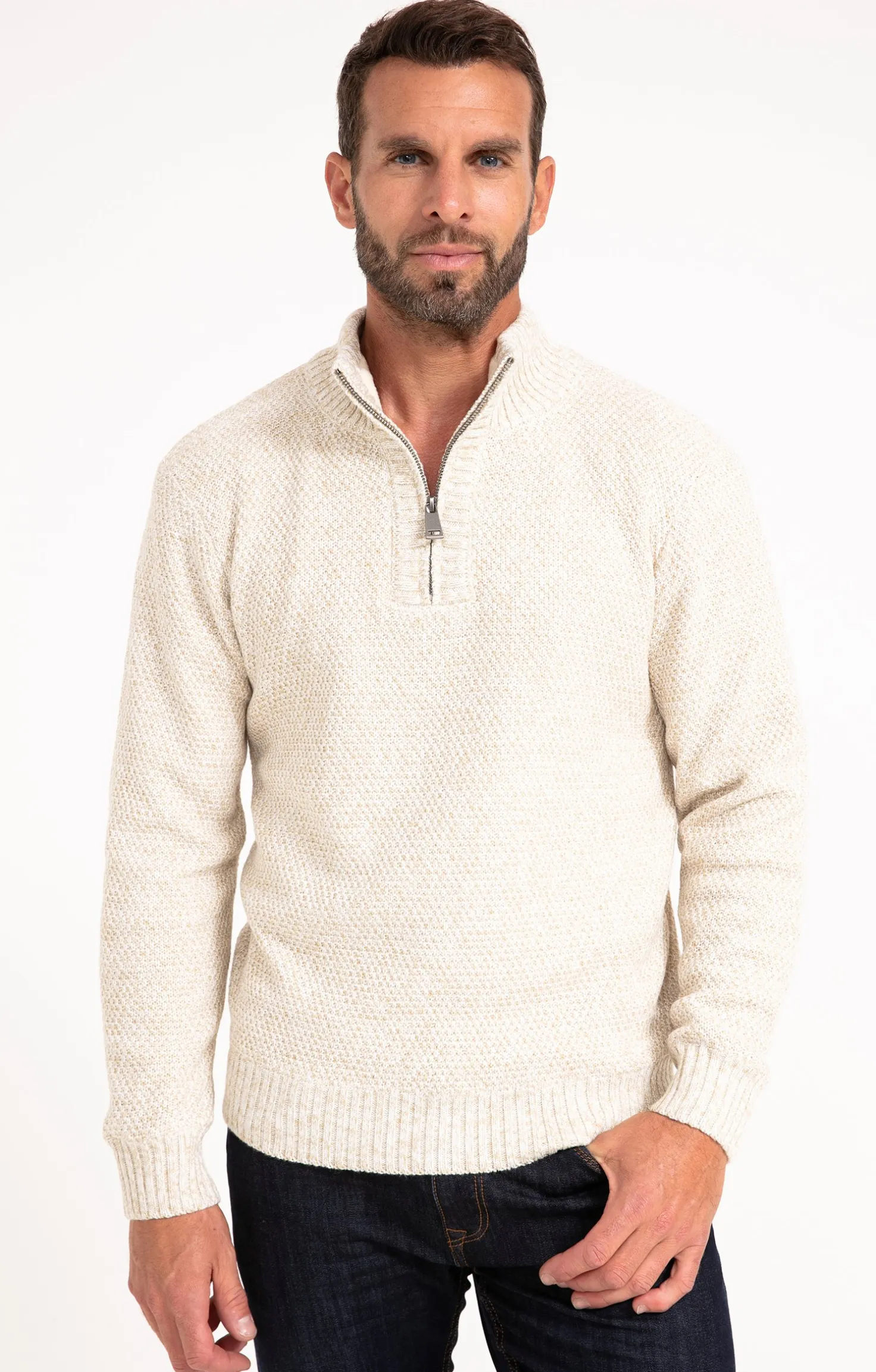 Pull col montant doublé polaire -