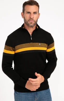 Pull col montant rayé -