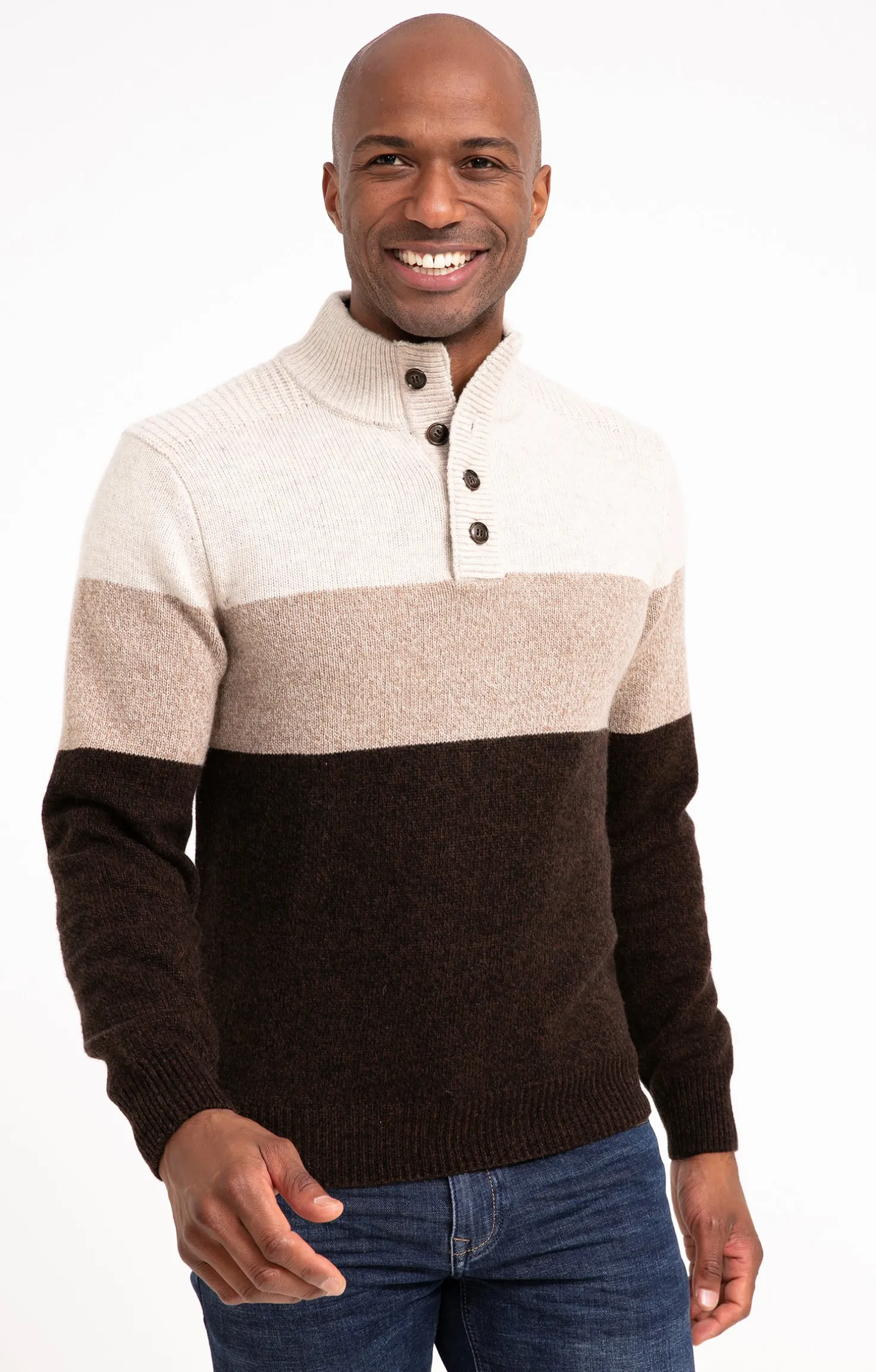 Pull col montant rayé -
