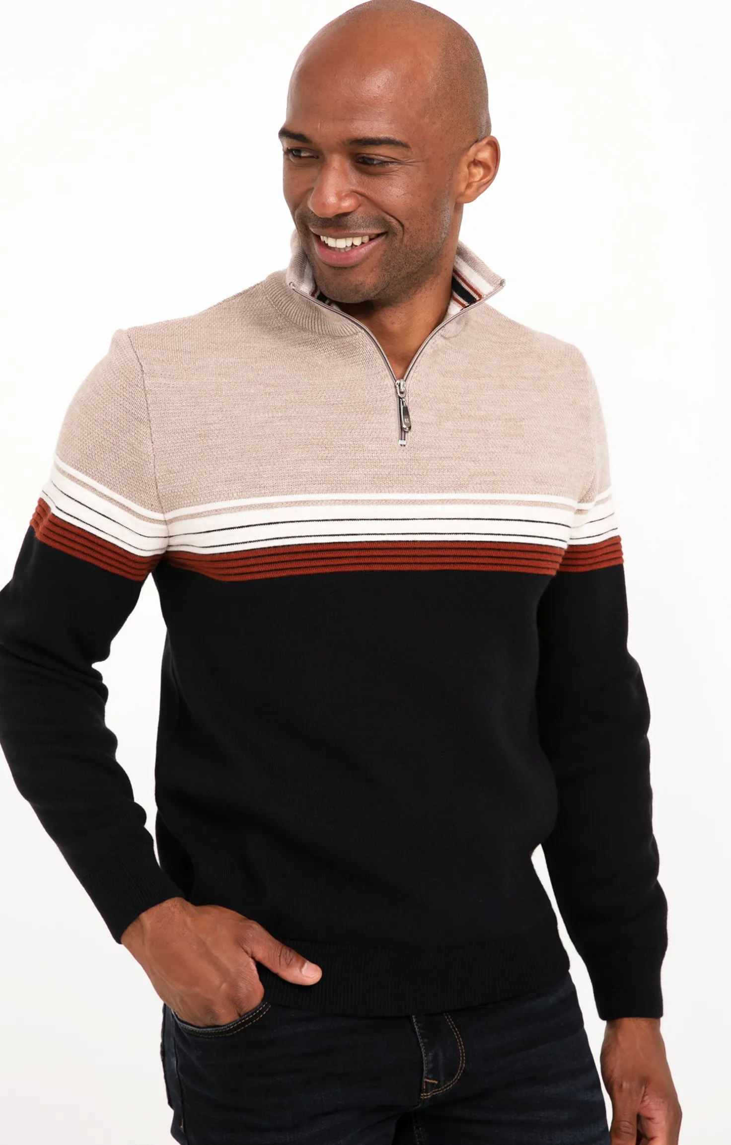 Pull col montant rayé -